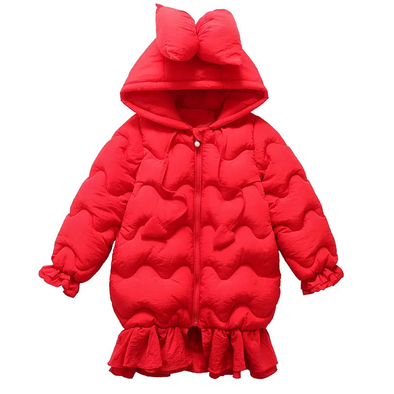 

2020 Children's Fur Girls Coat Winter Jacket For Teenage Girls Warm Hooded Thick Cotton-Padded Long Korean Ruffle Kids Clothes