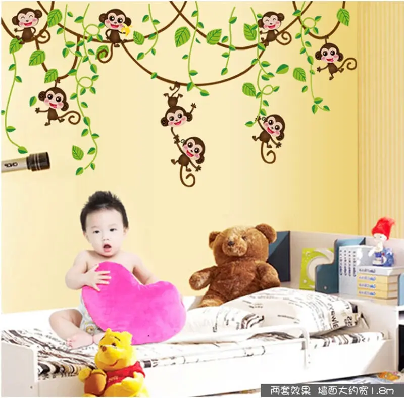 Съемная виниловая обезьяна наклейки на стену Наклейка для спальни Настенная