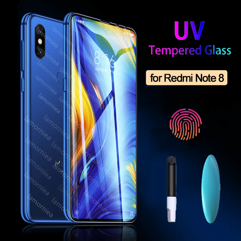 Защитное стекло UV Sceen для Xiaomi Redmi note 8 7 Pro Liquid 10D закаленное Mi CC9 E k20 7A 8A A3 | Мобильные