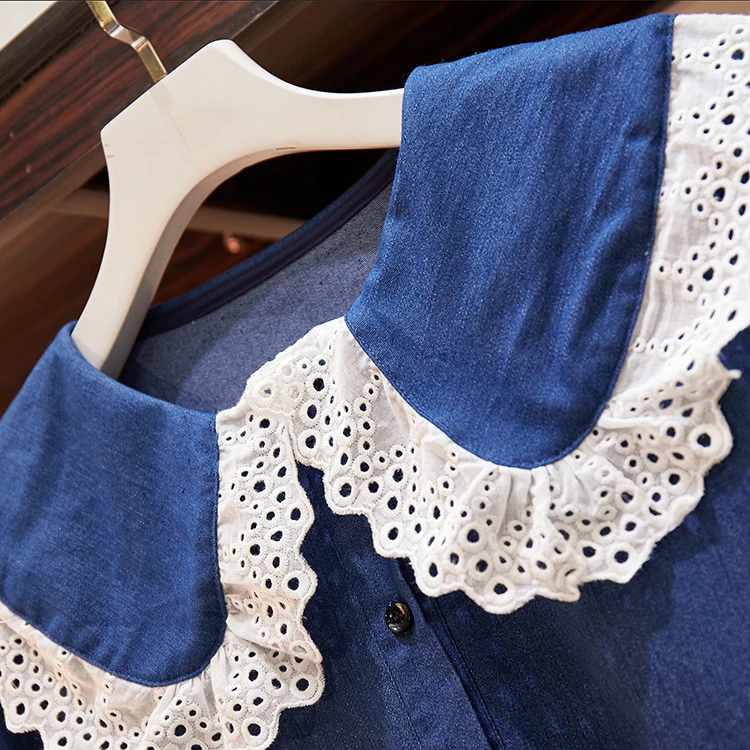 Осеннее длинное свободное платье большого размера с кукольным воротником в