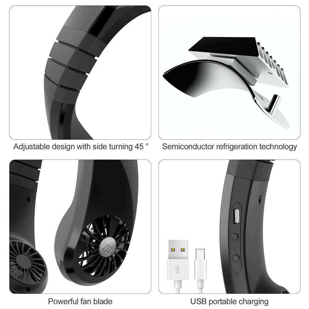 

Spot Personal Air Conditioner Neck Fan Cooler Portable Smart Cooling Neckband Fan Rechargeable VJ-Drop