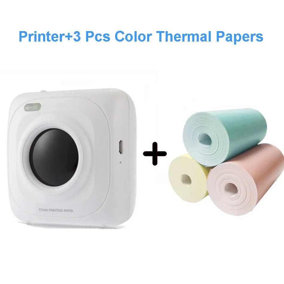 P1 3 Rolls Paper PAPERANG Мини термопринтер Bluetooth портативный фотопринтер для мобильного телефона Android iOS Impresoras Fotos подарок - Цвет: P1 3 Rolls Paper