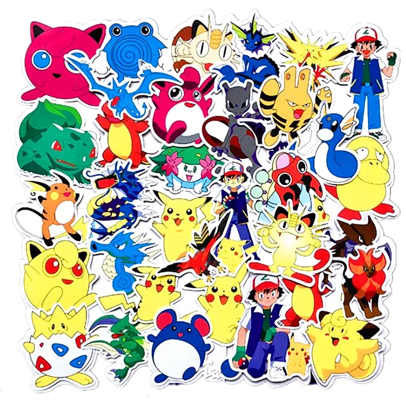 50 100 Uds pokemons de dibujos animados de PVC impermeable pegatina de Pikachu ordenador port&aacute;til, caso bar etiqueta engomada del coche-1