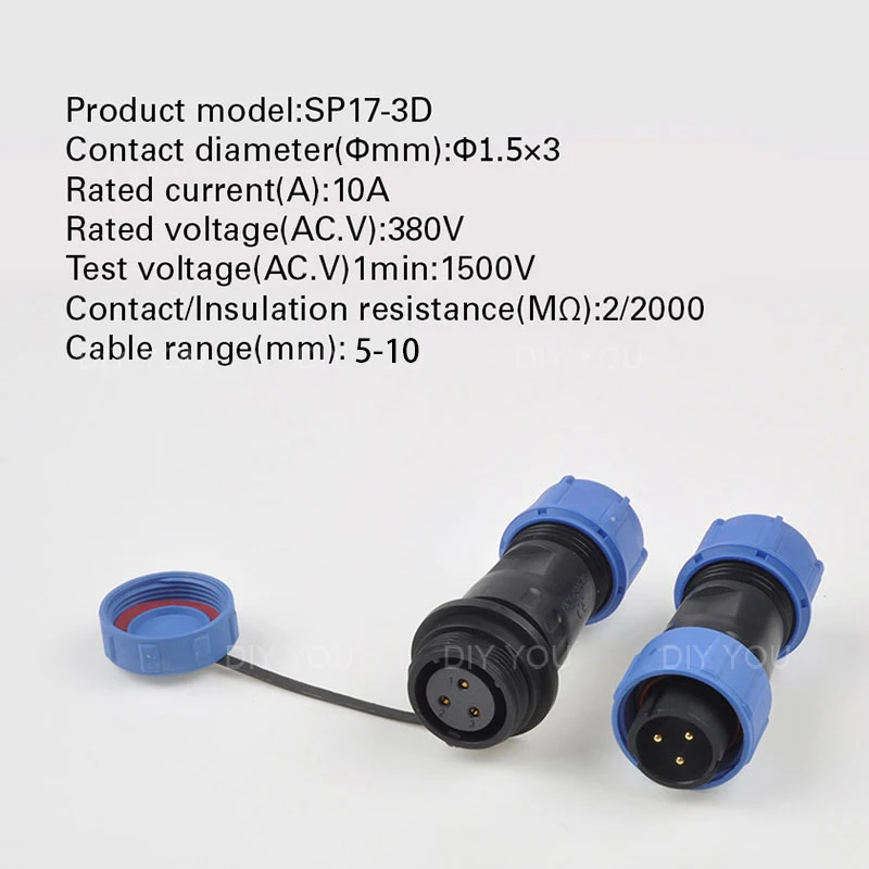 SP17 IP68 Водонепроницаемый соединитель типа стык 2/3/4/5/7/9 Pin Электрические стыковые