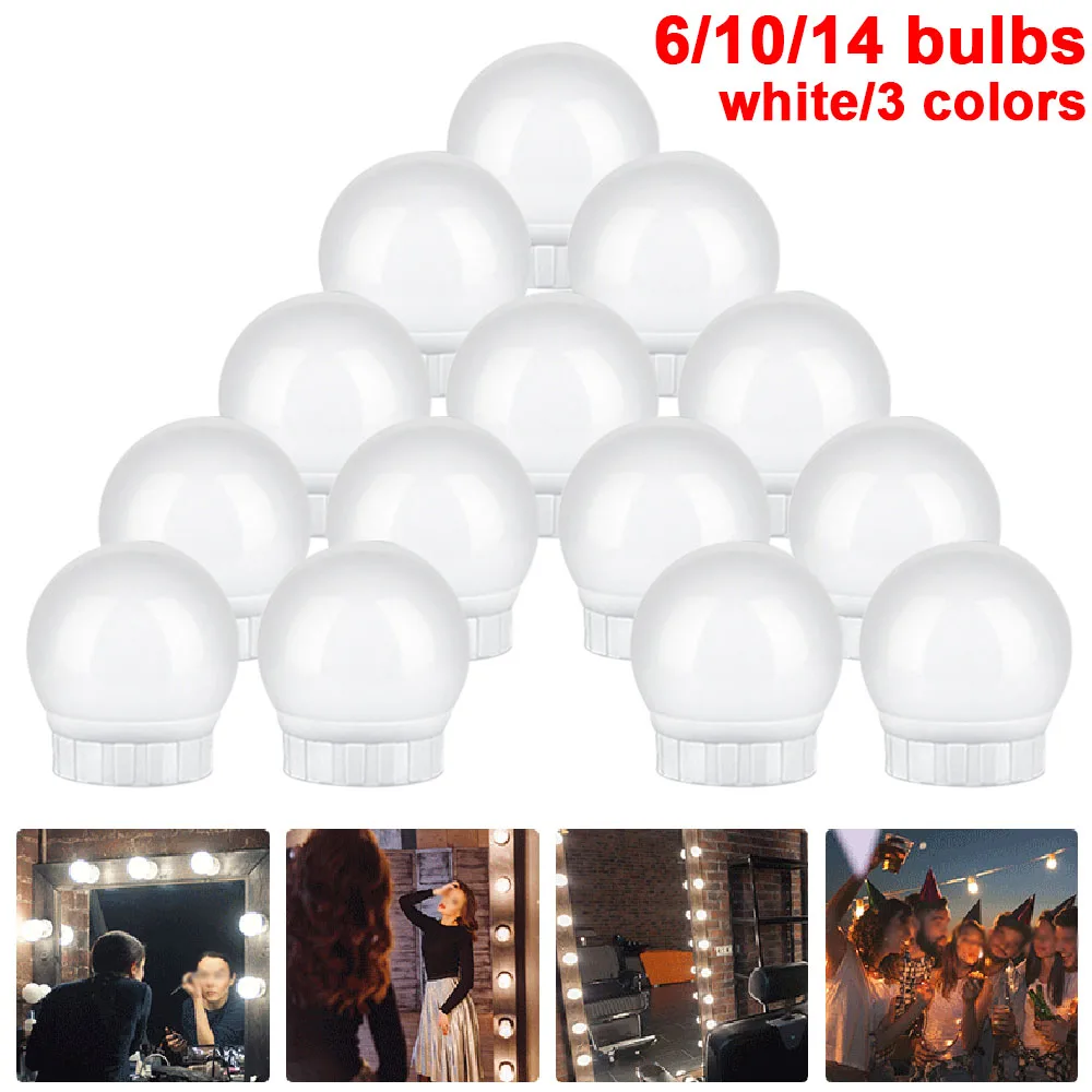 6/10/14 bulbs LED vanity mirror lights USB Makeup Mirror String Light white/3colors Hollywood Style Make up Cosmetic Mirrors | Освещение
