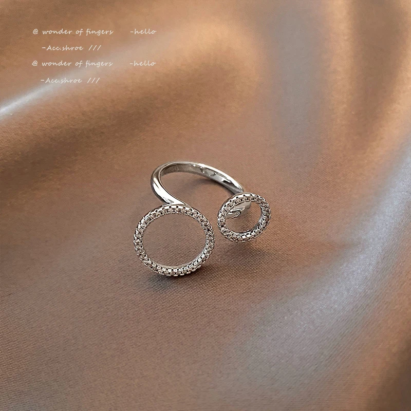 

Design Sense Classic Geometry Double Ring Silvery Rings For Woman Korean Fashion Jewelry Gothic Girl's Finger Sexy Accessories