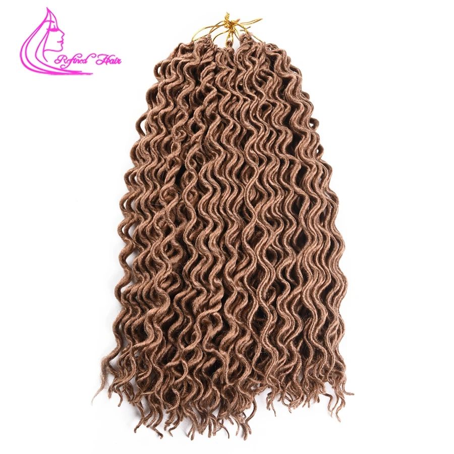 Refined Hair 18Inch Long Goddess Locs Crochet Braids Synthetic Braiding Extensions Faux Curly Braid 24 Strands/piece | Шиньоны и парики
