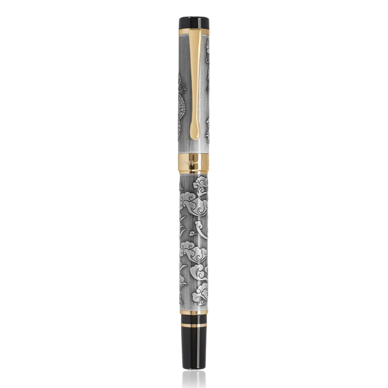 

Jinhao 5000 Noble Metal Rollerball Pen Dragon Texture Carving, Ancient Silver Writing Ink Pen For Business Collection Rollerball