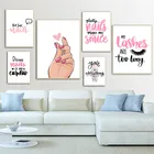 Рисунок на холсте с лаком и ресницами, розовый постер для ногтей, цитаты, настенный художественный принт, модная картина, Постер в скандинавском стиле, украшение для спальни и дома