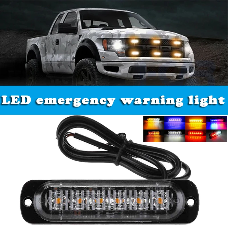 

Waterproof LED Emergency Strobe Lights with 6 LED Ultra-thin Two Lightening Mode Auto Accessory Car Styling