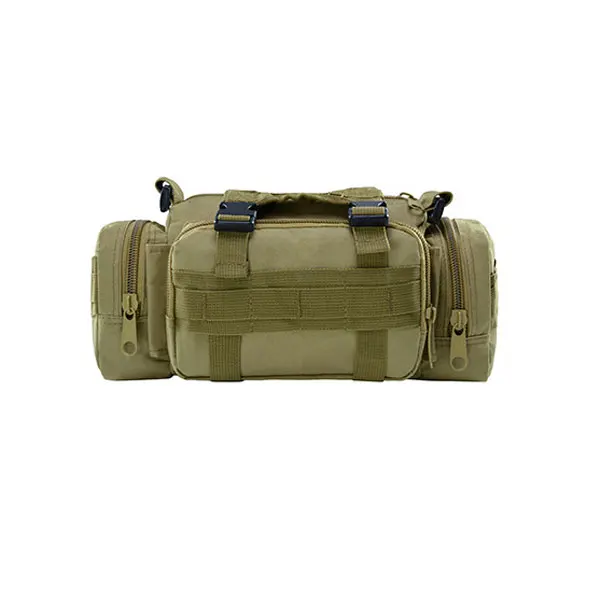 Molle Military Tactical Waist Bag Camping Traveling Hiking Climbing Nylon Shoulder Pack Pouch Outdoor Sports Hunting Gym Bag - Цвет: Khaki