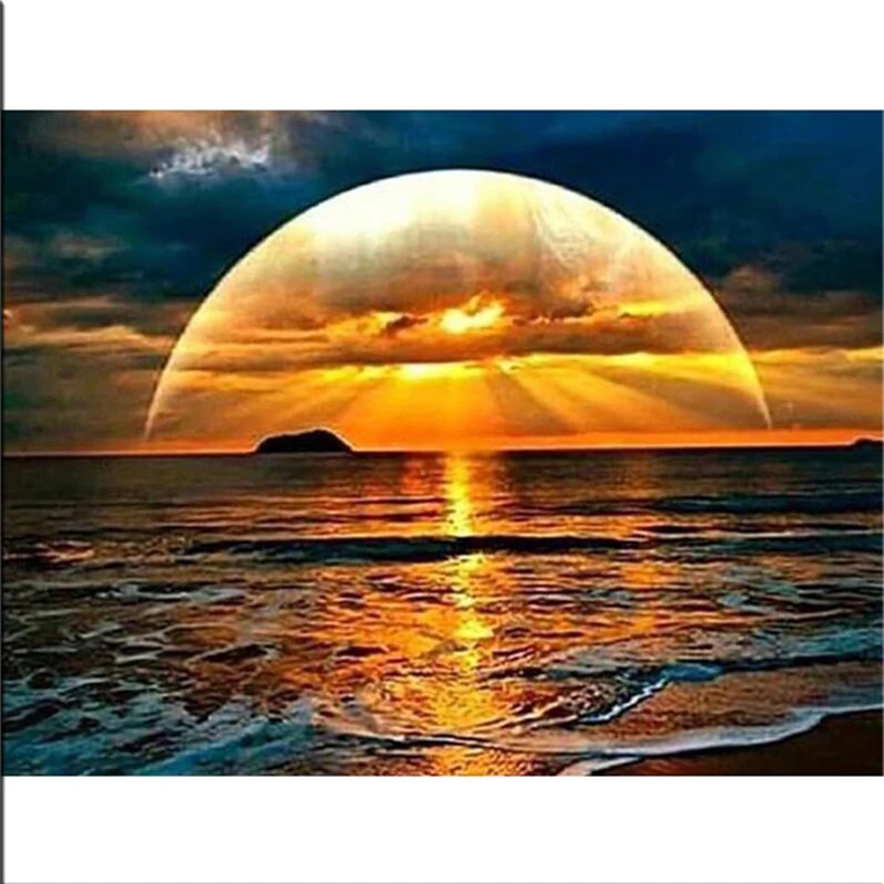Полноразмерная 5D алмазная живопись сделай сам вышивка крестиком закат в глазах 3D