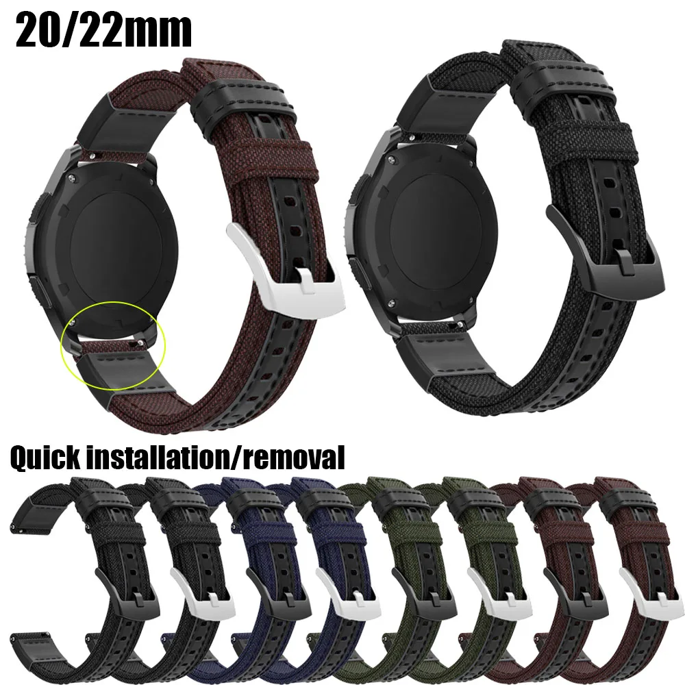 

Canvas Nylon Strap 20mm 22mm Men sport Watch Strap For Samsung Galaxy watch 3 46mm band gear s3 s2 For Huami Amazfit GTR 42 47MM