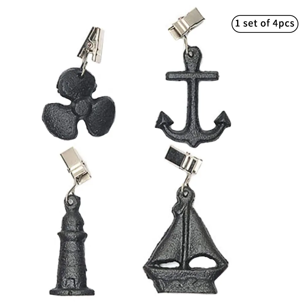 

Tablecloth Weights Clips Table Cover Cast Iron Retro Windproof Weight Pendant 4PCS