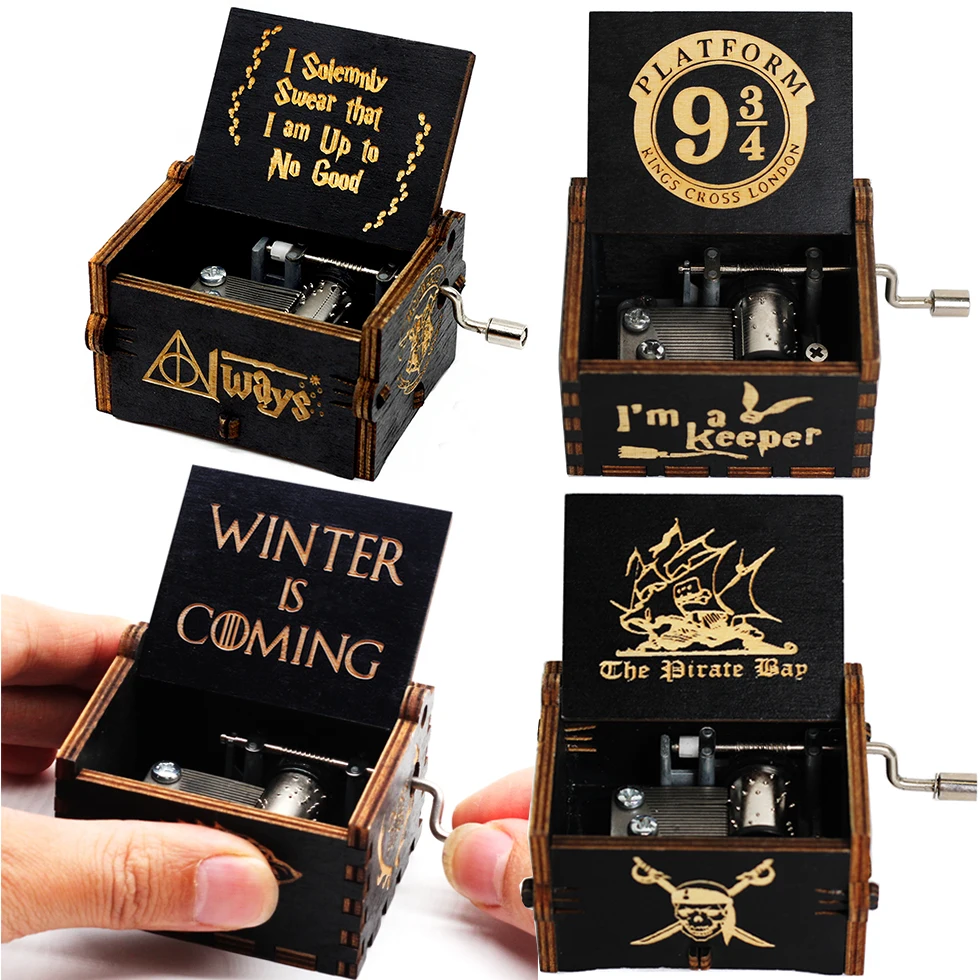 Резная деревянная музыкальная шкатулка с рукояткой Аниме Фигурка убийца демонов