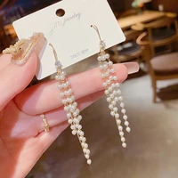 korean fashion new millet bead chain pearl ear line long tassel earrings jewelry for woman 2021 trend girl