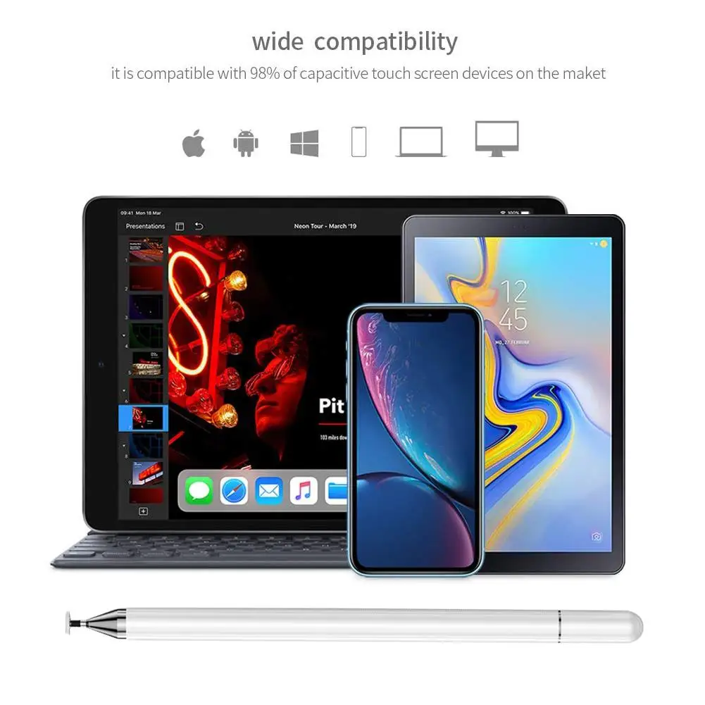 Стилус для IPad, IPhone, IPod, samsung, планшетов, мобильных телефонов, ноутбуков, сенсорных экранов, конденсаторный Универсальный емкостный стилус, ручки