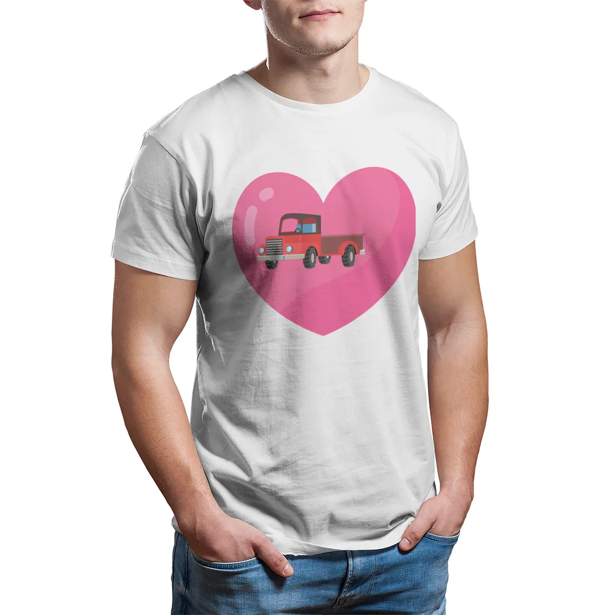 

I Love TRUCKS HEART Men's T-shirt Custom Games Punk Kawaii Top quality Tees