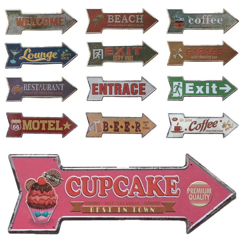 Железный Ретро Металлические стрелки висит жестяная вывеска Декор ведущих