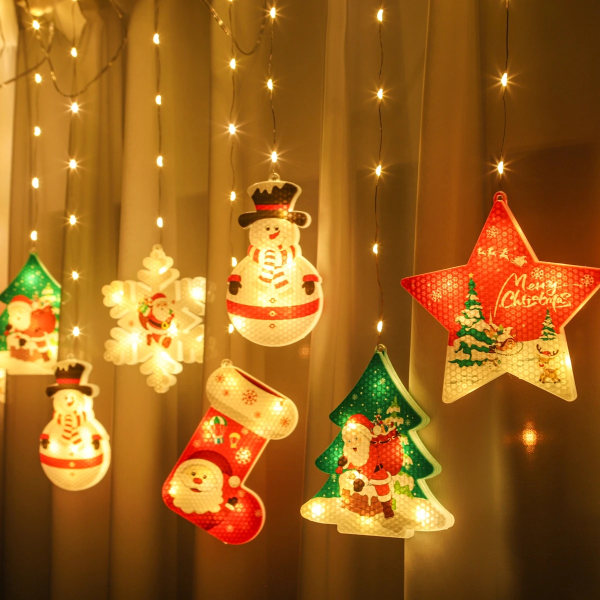 

Рождественская Светодиодная светильник рлянда-занавеска для дома 2021, украшение для рождественской елки, рождественские подарки