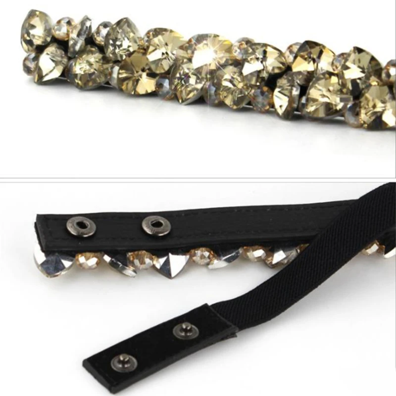 

Women Crytal Corset Elastic Belt Glass Crystal Female 2020 New Ladies Thin Inlaid Sashes Narrow Waist Girdle Fashion