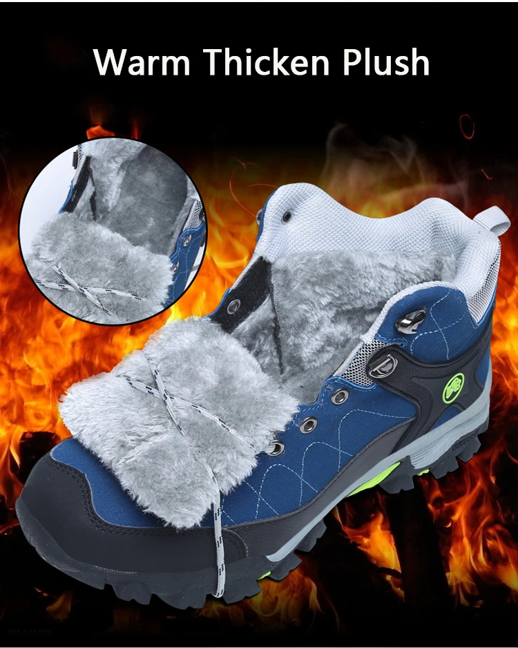 JUNJARM New Men Boots Winter With Fur Warm Snow Boots Men Winter Boots Work Shoes Men Footwear Fashion Rubber Ankle Shoes
