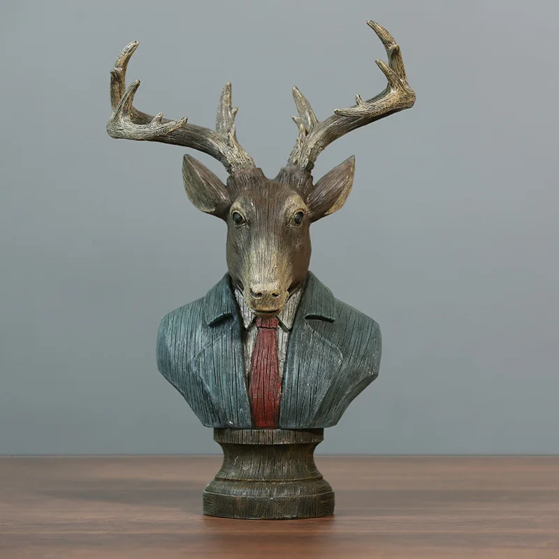 

Desk Decor Deer Head Figurines Home Decoration Accessories Animal Miniatures Bithday Wedding Gift