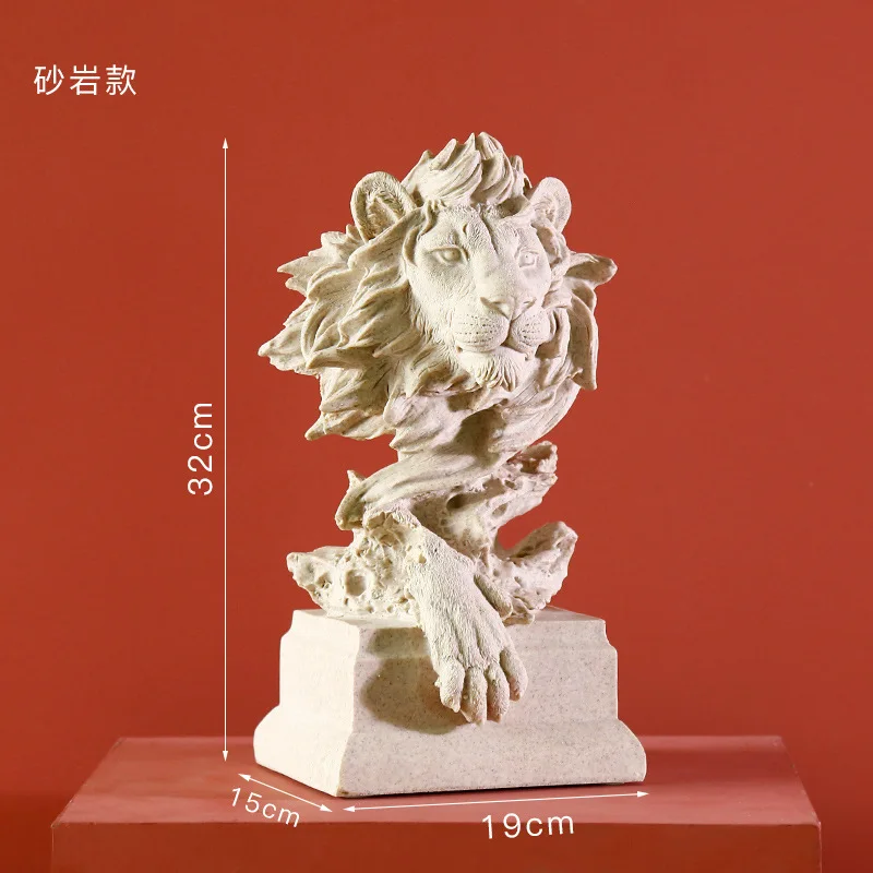 

New Fashionable Modern Resin King of Beasts Lion Head Decoration Living Room Bookcase TV Cabinet Restaurant Creative Crafts