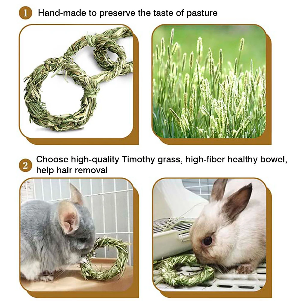 

3pcs Rabbit Chew Toys Teething Ring Timothy Grass Grinding Small Animal Activity Play Chew Toys For Rabbits Hamster latest