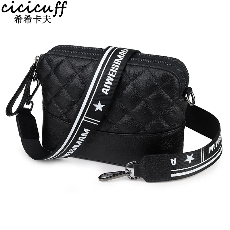 

Solid Color Genuine Leather Messenger Bags for Women 2022 Wide Shoulder Strap Brand Small Bag Female Travel Handbags and Purses