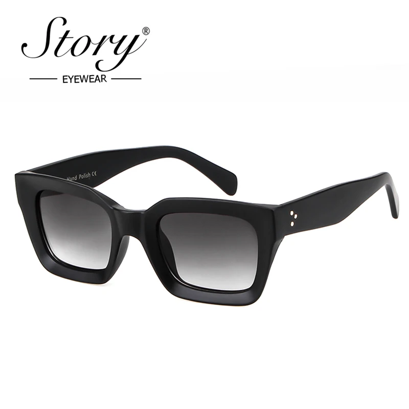 Женские квадратные солнцезащитные очки с заклепками и зеркальными линзами в