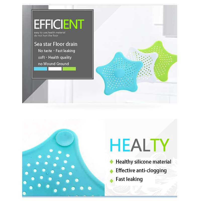 

The new Starfish kitchen bathroom sink hair anti-blocking silicone filter suction cup floor drain cute