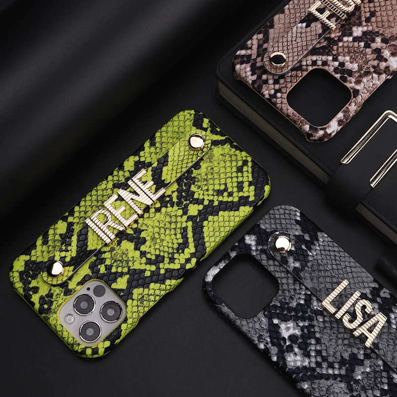 Персонализированный кожаный чехол со змеиным рисунком для iphone 12 13 11 Pro Max 7 8Plus X XS XR