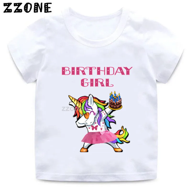 

Kids Unicorn Cartoon T shirt Girls Happy Birthday Number 1-11 Print T-shirt Baby Birthday Present Funny Clothes,ooo5250