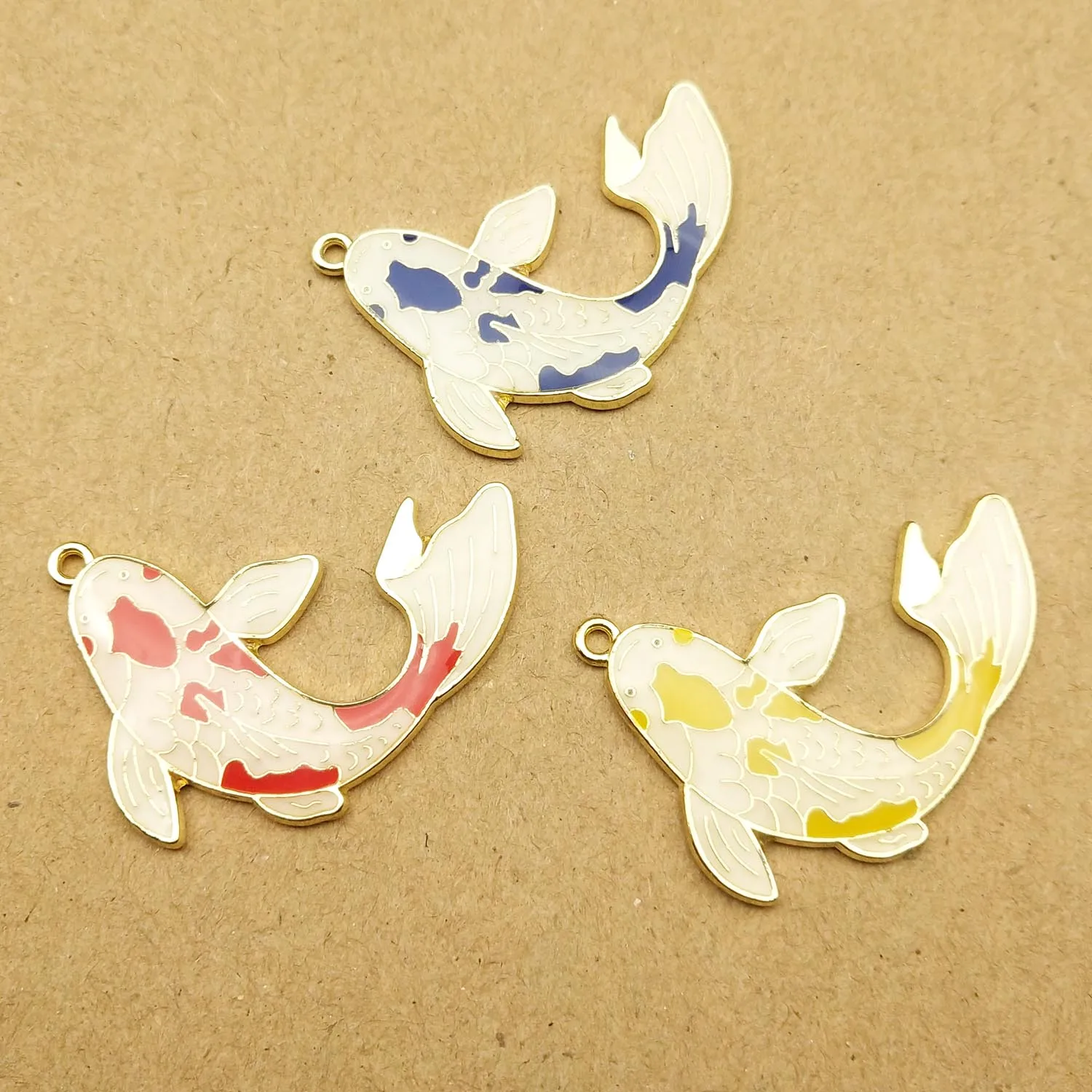 10 шт./лот 34x37 мм эмалированная Рыба Форма Шарм для изготовления ювелирных изделий