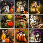 ZOOYA 5D DIY Алмазная вышивка Хэллоуин кот полная квадратная алмазная живопись животные Стразы Мозаика Искусство