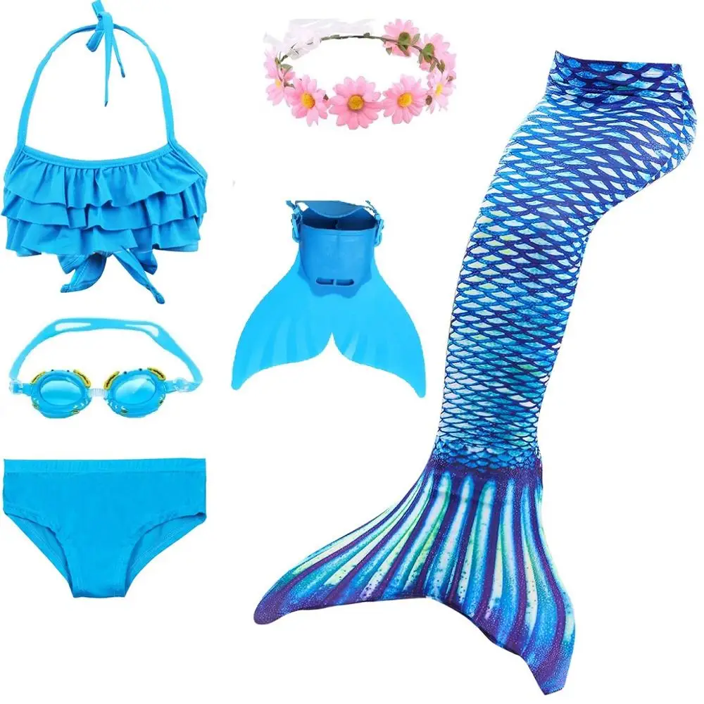 Купальный костюм для девочек с хвостом русалки детский купальный Русалочки