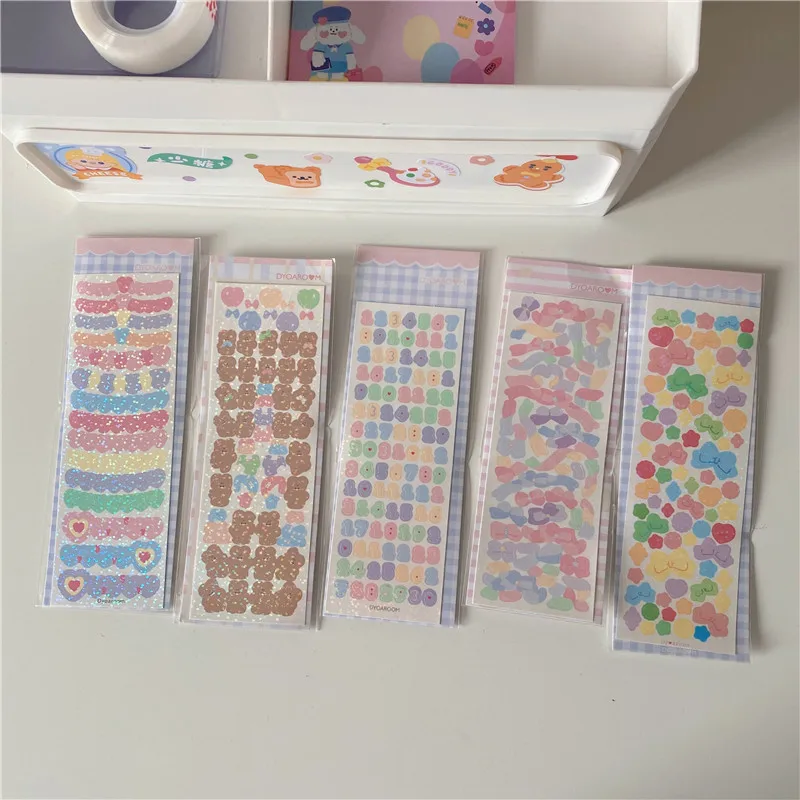 В Корейском стиле милое платье с бантом и блестками лазерный Стикеры Ins Idol карты