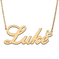 love heart luke name necklace for women stainless steel gold silver nameplate pendant femme mother child girls gift