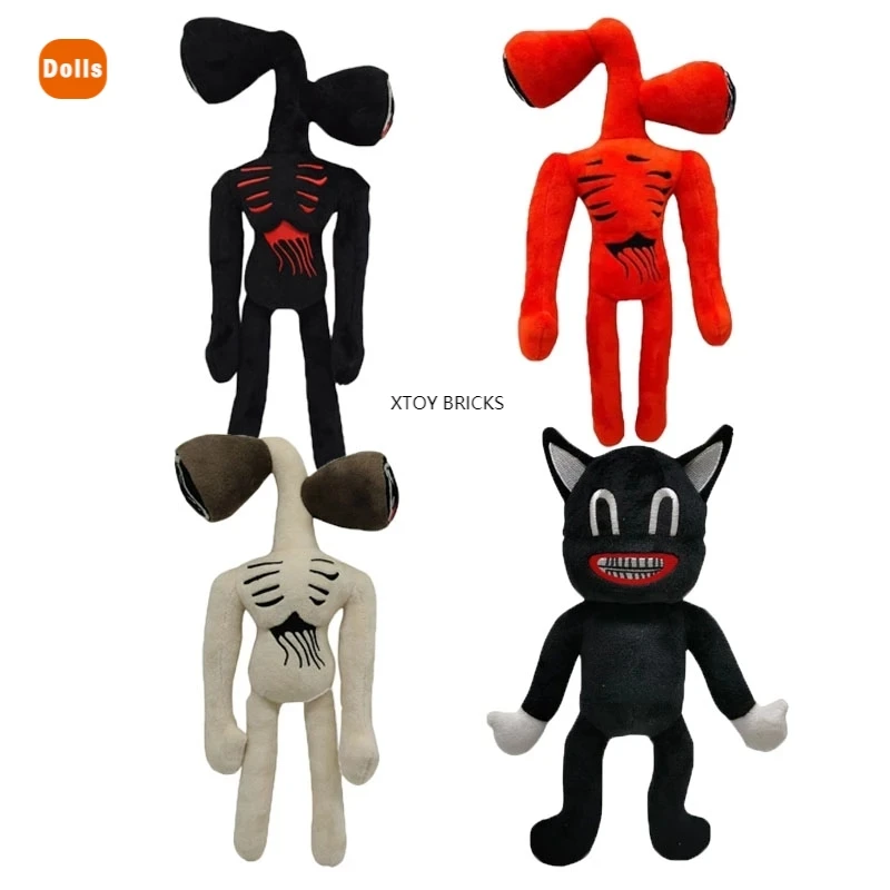 

35cm Anime Toy Siren Head Plush Doll Toys Scary Black White Red Sirenhead Cat Soft Cartoon Stuffed Figure Children Gifts Dolls