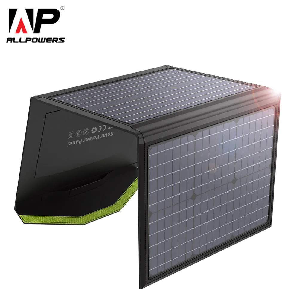 ALLPOWERS 60 Вт солнечная панель складное портативное солнечное зарядное устройство двойной 5 в USB 12 в 18 В DC Выход для мобильных телефонов Ноутбуки Кемпинг лодки