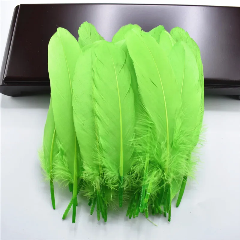 Apple Green Хорошее качество перо натуральный белый гусиный пух 15-20 см украшения свадебные Красочные перо Материал аксессуары Шлейфы - Цвет: Apple Green