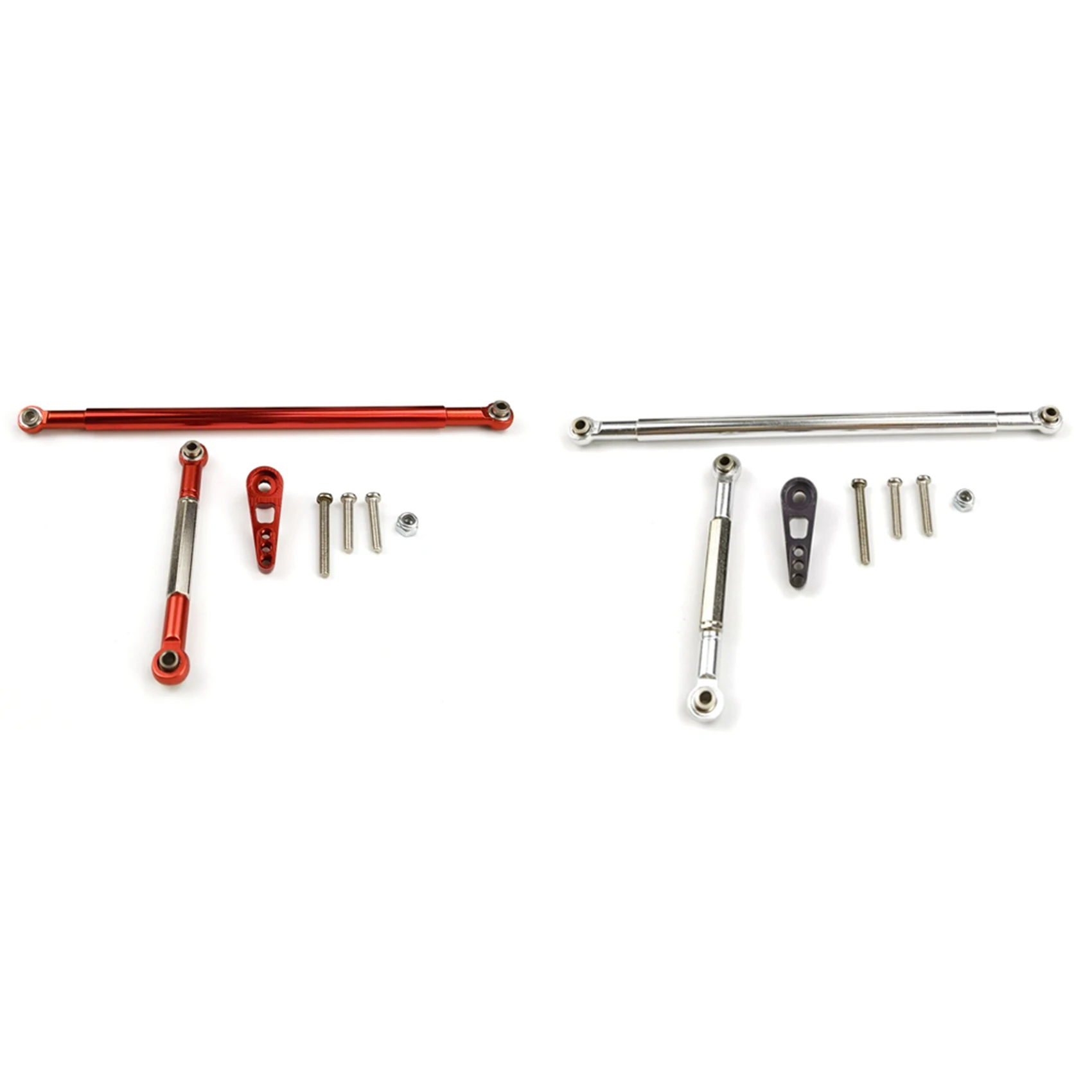 

2Set Metal Steering Rod Servo Link Servo Arm For MN86K MN86KS MN86 MN86S MN G500 1/12 Red & Silver