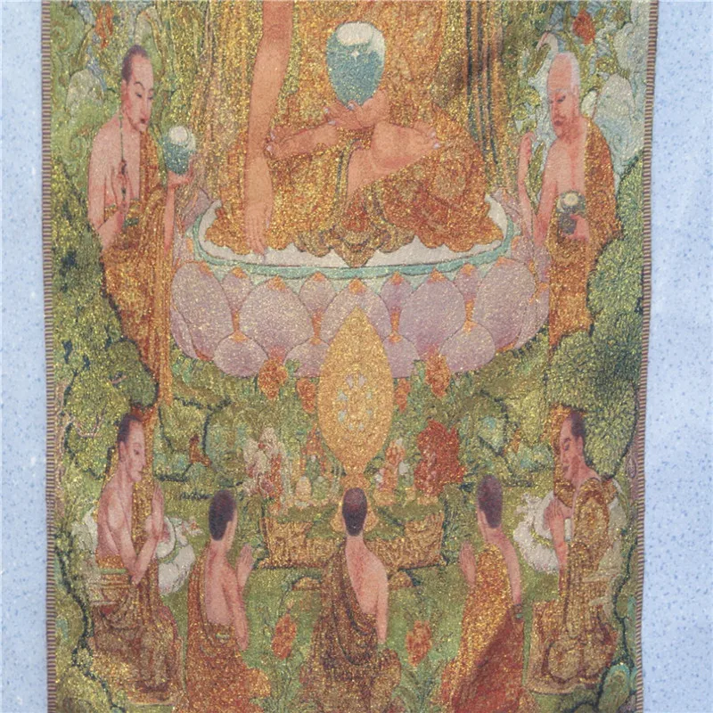 Тибетский уникальный Шелковый гобелен с вышивкой старый танка украшение для