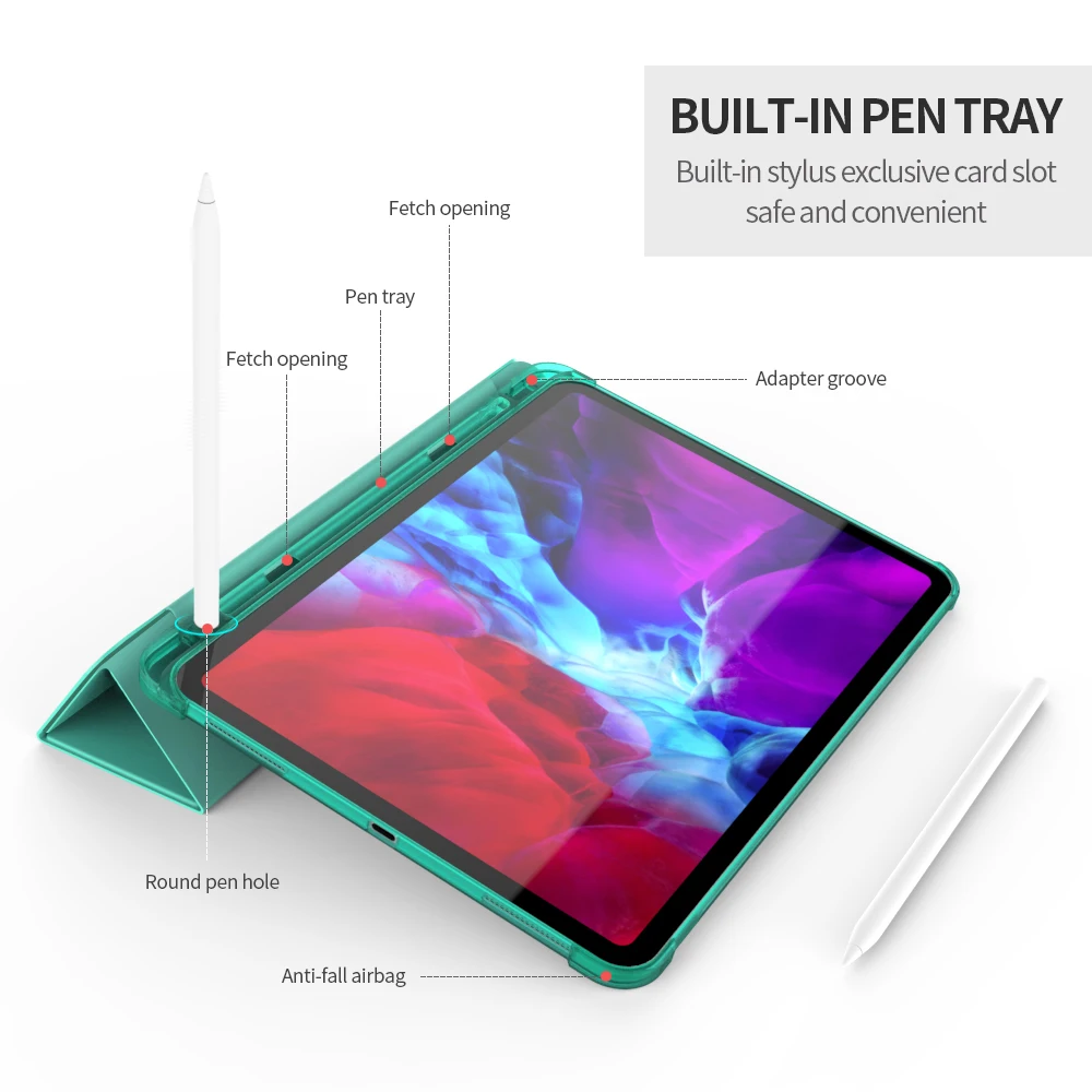 Case For iPad Pro 11 2020 With Pencil Holder PU Leather Cover Silicone Soft Back Smart 2nd Tablet case | Компьютеры и офис