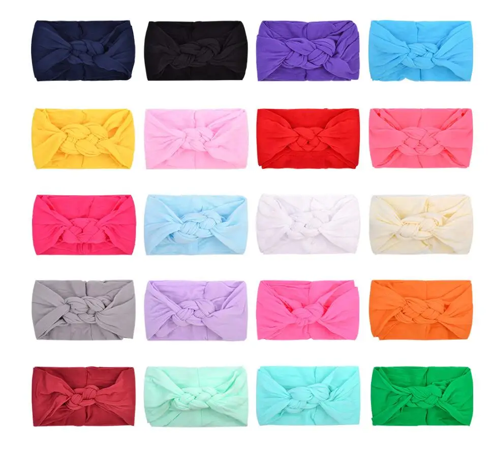 

100pcs/lot Bulk Nylon Headband Twist Handmade Kids Soft Nylon Headband Children Newborn Sailor Knot Nylon Headbands, hairbands
