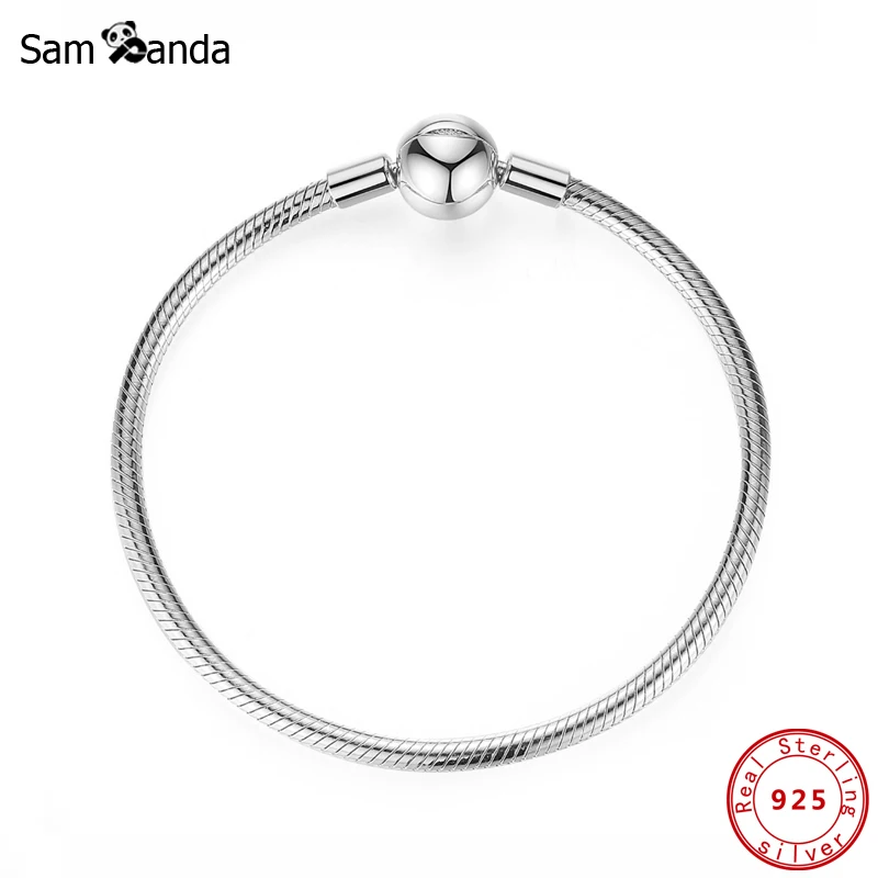 Оригинальный 100% браслет из стерлингового серебра 925 пробы гладкая Застежка Шарм