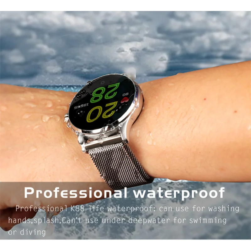 696 K88 Bluetooth Вызов Смарт часы Водонепроницаемый Шагомер монитор сердечного ритма