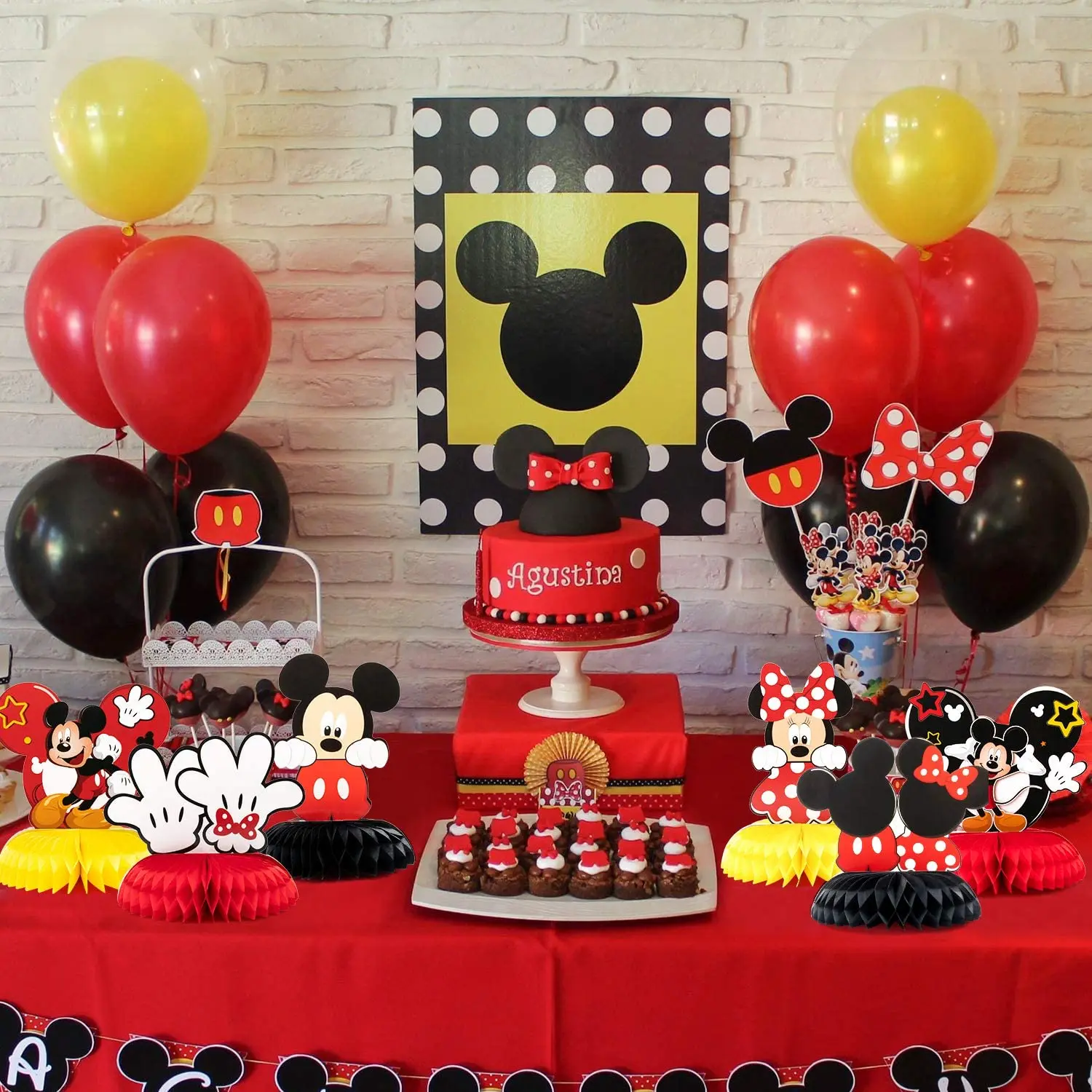 

7pcs/lot Disney Mickey Birthday Party Decor Flip Desktop Decor Minnie Mickey Honeycomb Cardboard Set Desktop Decoration