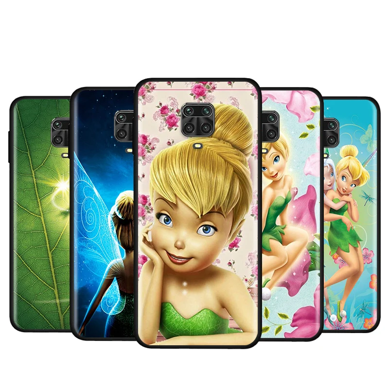 

Phone Case For Xiaomi Redmi Note 4 4X 5A 5 6 7 8T 8 9T 9S 9 10 10S Prime Pro Max Disney Tinkerbell princess Black Soft Cover